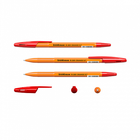 Ручка шариковая ErichKrause R-301 Orange Stick 0.7, красная 43196