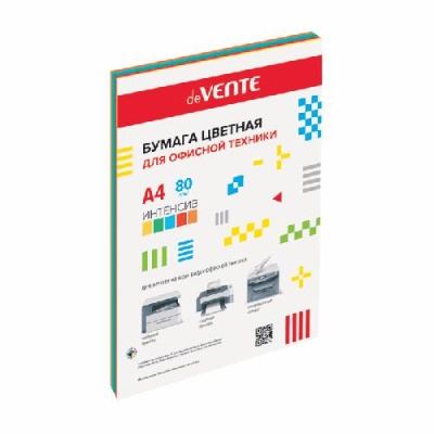 Бумага офисная цветная deVente А4 20л 80г/м2 интенсив 5цв ассорти 2072231
