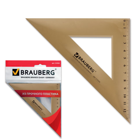 Треугольник 90*45*45 Brauberg 13см прозрачный тонированный 210304
