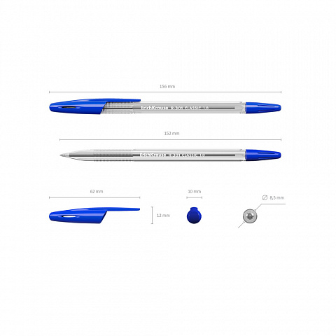 Ручка шариковая E.Krause Classic Stick R-301, синяя, 1мм, 43184