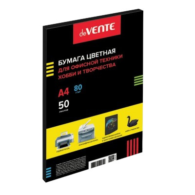 Бумага офисная цветная deVente А4 50л 80г/м2 черная 2072100