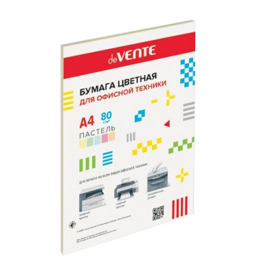 Бумага офисная цветная deVente А4 20л 80г/м2 ассорти 5цв пастель 2072232