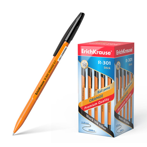 Ручка шариковая Erich Krause R-301 Stick черная 43195