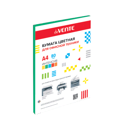 Бумага офисная цветная deVente А4 20л 80г/м2 интенсив зеленая 2072917