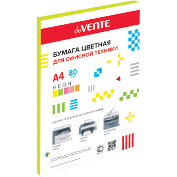 Бумага офисная цветная deVente А4 20л 75г/м2 неон желтая 2072932