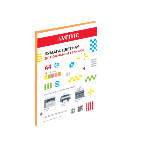 Бумага офисная цветная deVente А4 20л 80г/м2 неон оранж 2072935