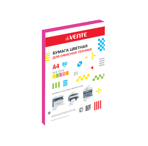 Бумага офисная цветная deVente А4 20л 75г/м2 неон розовая 2072936