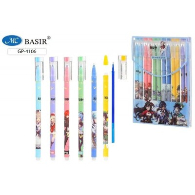 Ручка гелевая Пиши-стирай Basir, 0,5мм, синяя, Аниме, GP-4106