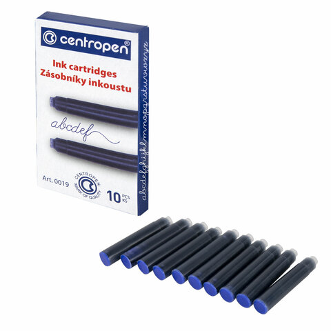 Картридж для перьевой ручки синий Centropen 10шт, 2мл, 0019