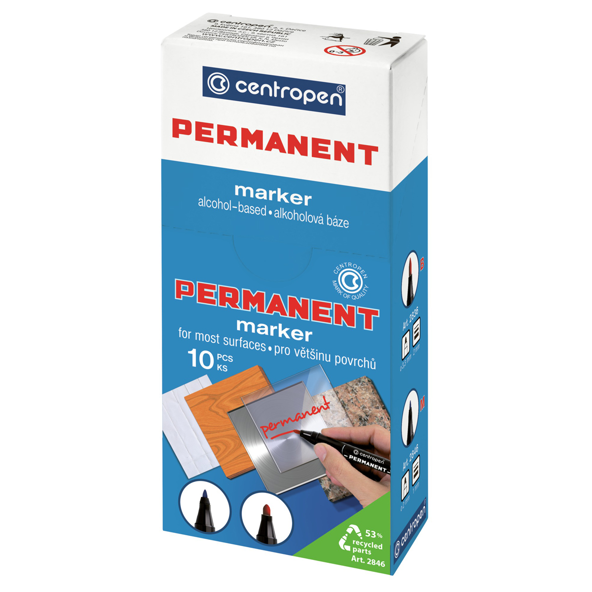 Маркер перманентный Centropen 1мм, красный, 2846 9404 