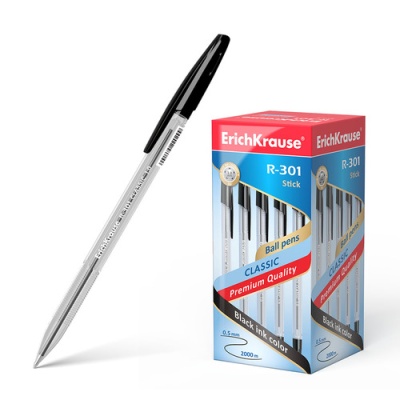 Ручка шариковая Erich Krause R-301 Stick черная 43185