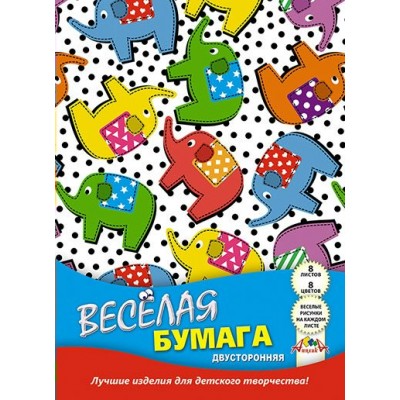 Бумага цветная немелованная 8л 8цв 2-сторн Апплика С2780-08 с рисунком