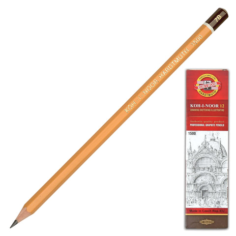 Карандаш чернографитный Koh-i-noor 1500, 7В, 15007В