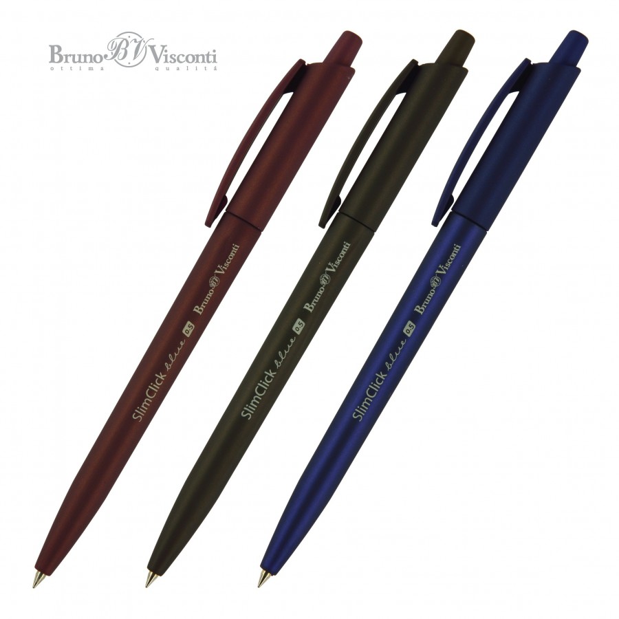 Ручка шариковая Bruno Visconti синяя автомат SlimClick Original 0,5мм 20-0075 