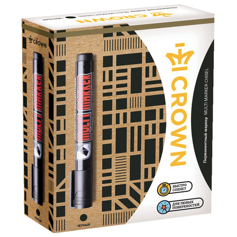 Маркер перманентный Crown "Multi Marker" черный, пулевидный, 3мм, CPM-800