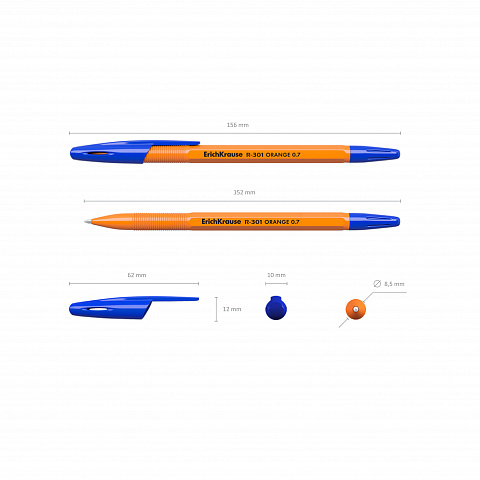Ручка шариковая E.Krause Orange Stick R-301 синяя 0,7мм 43194