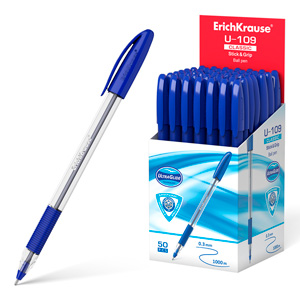 Ручка шариковая Erich Krause "U-109 Classic Stick&Grip" синяя 1мм, 47574