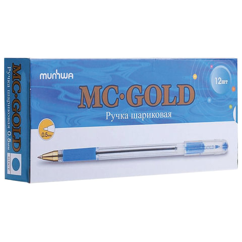 Ручка шариковая Munhwa MC-Gold синяя 0,5мм ВМС-02