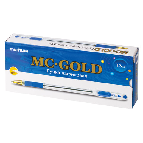 Ручка шариковая Munhwa MC-Gold синяя 0,7мм ВМС07-02