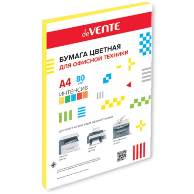 Бумага для принтера deVente А4 80г/м2 50л интенсив желтая 2072244