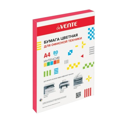 Бумага для принтера deVente А4 80г/м2 50л интенсив красная 2072246