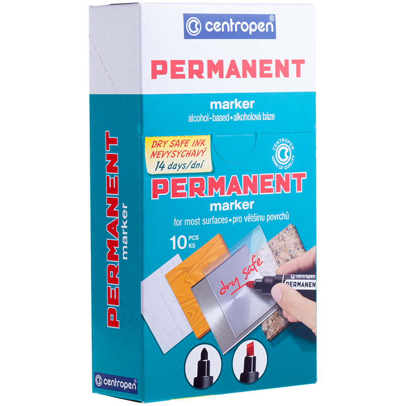 Маркер перманентный Centropen 2,5мм Dry safe, 8510 0112, черный