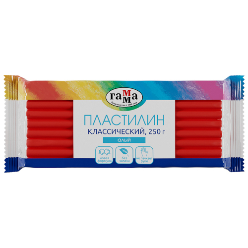 Пластилин 250гр Гамма Классический алый, 270818_02
