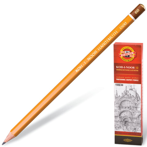 Карандаш чернографитный Koh-i-noor 1500, 8В, 150008В