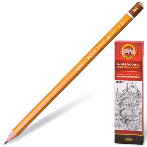 Карандаш чернографитный Koh-i-noor 1500, 6В, 150006В
