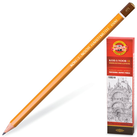 Карандаш чернографитный Koh-i-noor 1500, 4В, 150004В