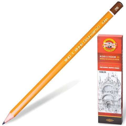 Карандаш чернографитный Koh-i-noor 1500, 2В, 150002В