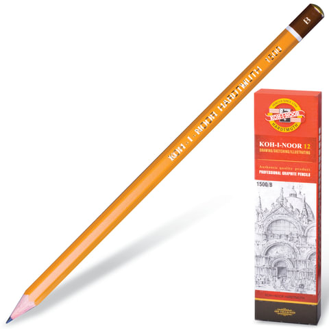Карандаш чернографитный Koh-i-noor 1500, В, 1500/В