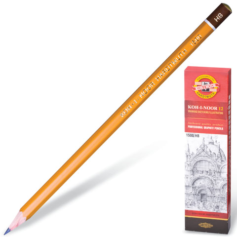 Карандаш чернографитный Koh-i-noor 1500, НВ, 1500/НВ