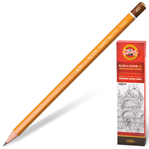 Карандаш чернографитный Koh-i-noor 1500, 4Н, 1500/4Н