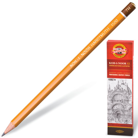 Карандаш чернографитный Koh-i-noor 1500, 7Н, 1500/7Н 