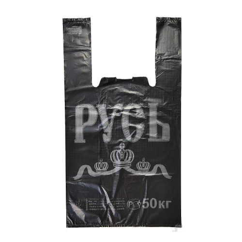 Пакет-майка Русь ПНД /30+16/*55см 35км 100шт черный Солпласт