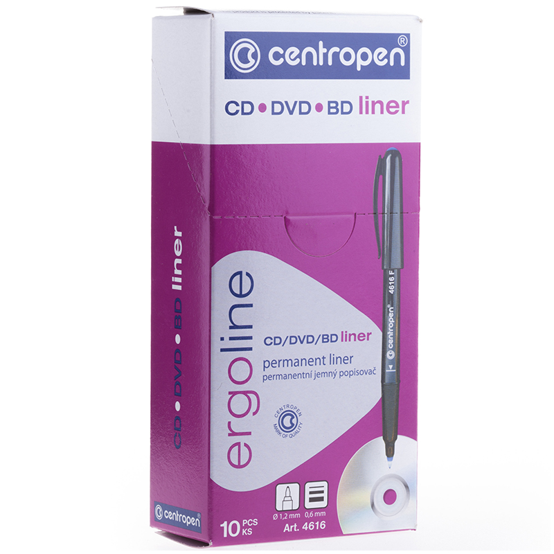 Маркер перманентный Centropen CD-DVD 0.6мм 4616 0112 черный
