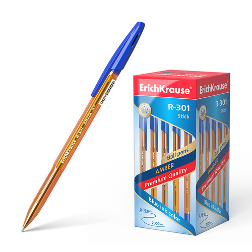 Ручка шариковая Erich Krause "R-301 Amber Stick", синяя, 0,7мм, 31058
