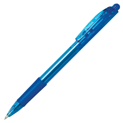 Ручка шариковая масляная автом. с грипом PENTEL  "Fine Line" синяя, линия письма 0,27 мм BK417-С