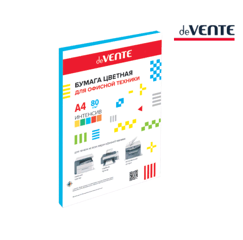 Бумага офисная цветная deVente А4 20л 80г/м2 интенсив синяя 2072230