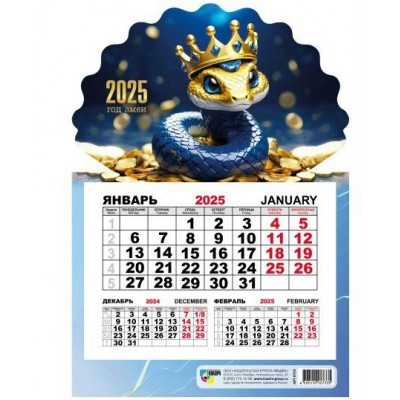Календарь магнитный 2025 г, Квадра, отрывной, фигурный,150х210мм, Год змеи, 8733